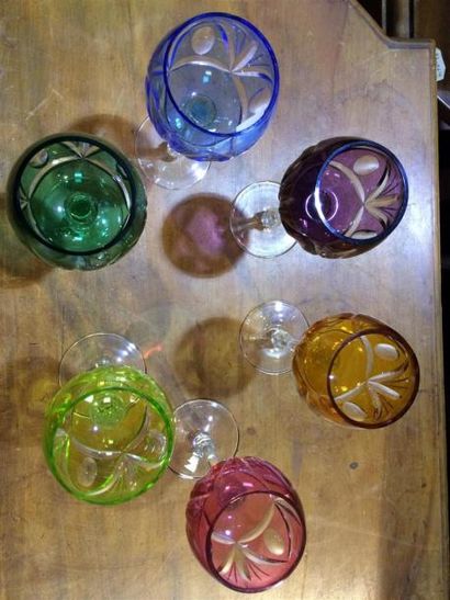 null 6 verres en cristal coloré