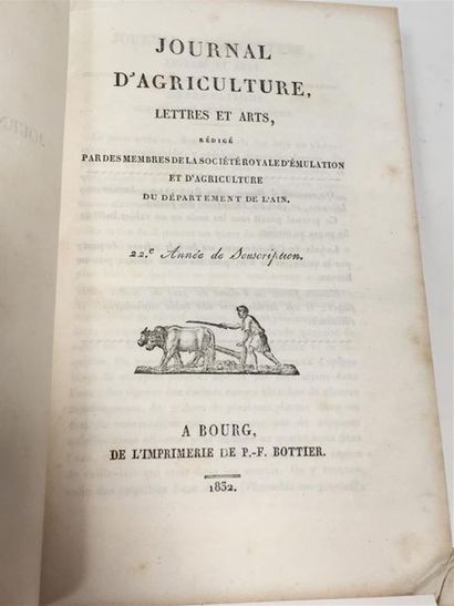 null [COLL.], JOURNAL D'AGRICULTURE, LETTRES ET ARTS, Bourg, P.-F. Bottier, 1832....