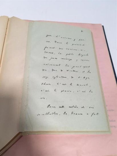 null BERAUD (Henri), PANIERS DEFONCES, manuscrit.
Demi-toile bleue, dos lisse avec...