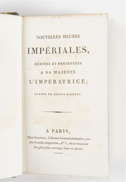 null HEURES IMPERIALES, Paris, Saintin, s.d. In-12°, 288 pp.
Reliure en toile bleu...