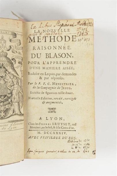 null MENESTRIER (Père Claude François), LA NOUVELLE METHODE RAISONNEE DU BLASON POUR...