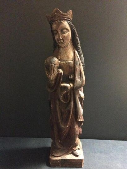 null Statue de la Vierge Marie en bois 
H 50 cm