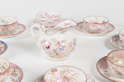 null MINTON, service à thé en porcelaine polychrome, comprenant huit tasses et sous...