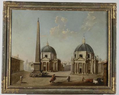 null Ecole italienne 18ème siècle
Piazza del Popolo à Rome
huile sur toile
74 x 59...