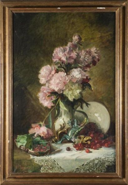 null SARZEC,
bouquet de pivoines
Huile sur toile
Signée en bas à gauche daté 1909
101...