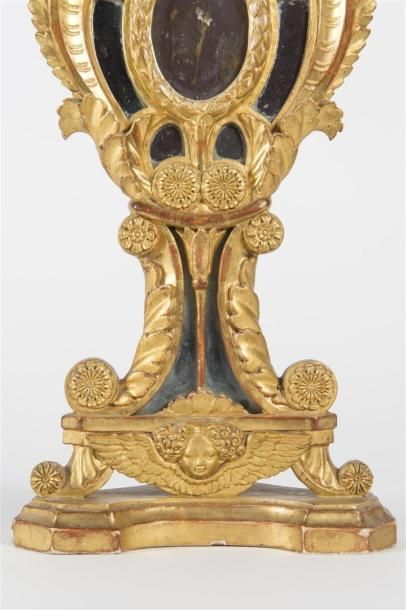 null Miroir en bois doré ancien reliquaire 
18e siècle
H : 43cm L : 18cm