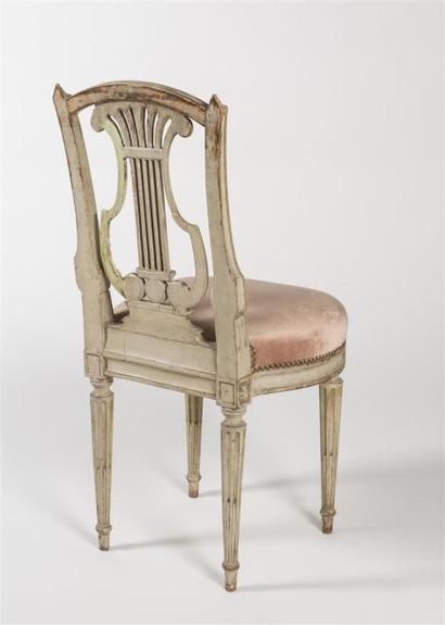 null Paire de chaises en bois laqué vert celadon 
Epoque Louis XVI