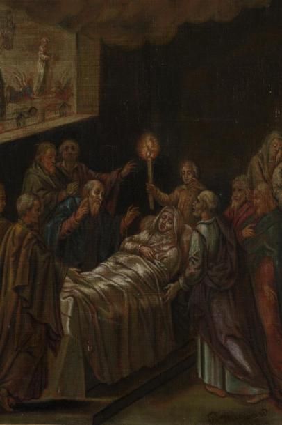 null Ecole du 17ème siècle
la mort de la Vierge à Ephèse 
Toile 
rentoilée
39 x 50...
