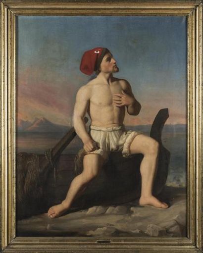 null Jean-Claude BONNEFOND (1796-1860) 
Pêcheur napolitain :Masaniello 
Huile sur...