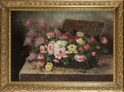 null Victoria MARTIN (1784-1869)
Bouquet de fleurs sur un entablement
Huile sur toile
Signée...