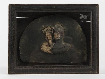 null M de TACQUEVILLE (XIXème siècle)
Deux cadres avec releif en cire teinté sur...