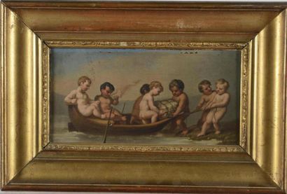 null Ecole 19ème siècle
Paire d'huile sur toile
Les angelots dans une barque
