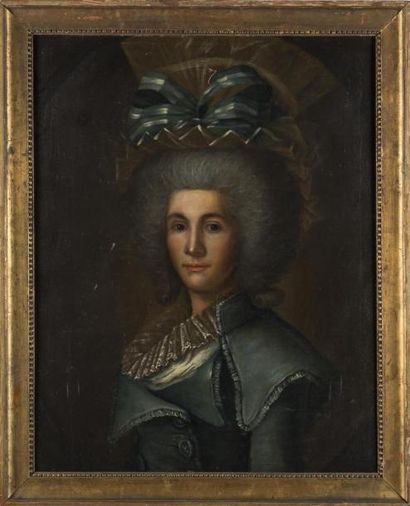 null Ecole françasie vers 1780
Elisabeth Auguste de POYEN en robe de mariage
Huile...