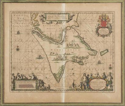 null Carte gravée en couleur Détroit de Magellan 
Hollande 17ème siècle
49 , 5 x...