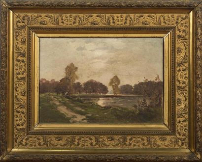 null SAINT-CYR GIRIER (1837 - 1911)
Paysage des Dombes
Huile sur toile
Signée en...