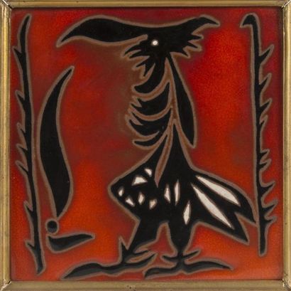 null Jean LURÇAT (1892-1966)
Le coq
Carreau de céramique émaillée à décor noir et...