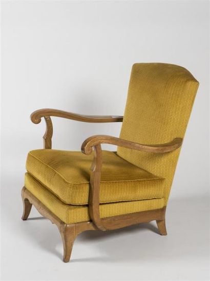 null Etienne-HENRI MARTIN (1905-1998)
Paire de fauteuils en drap de laine de couleur...