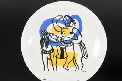 null Fernand LEGER (1881 - 1955) 
Suite de deux assiettes en céramique émaillé, Le...