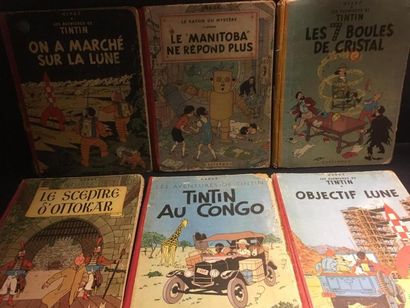 null HERGE, 6 albums Tintin joint un livre Aviation guerre 1930 - 1945