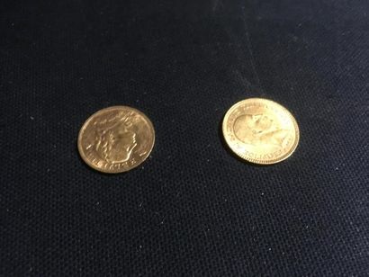null Piece de 20 drachmes or et pièce de 20 francs Suisse en or