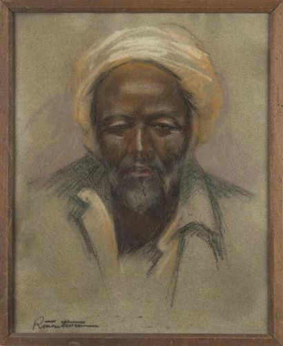 null Raymond MARTINEZ (1898 -1969)
Portrait de vieil homme au turban
Pastel 
Signé...