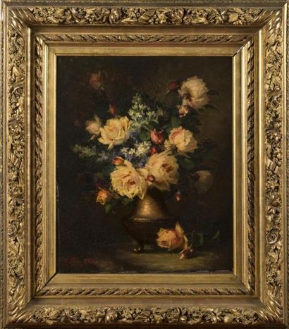 null BRET CHARBONNIER, 
Bouquet de fleurs
huile sur toile, signée en bas à gauche
45X36...