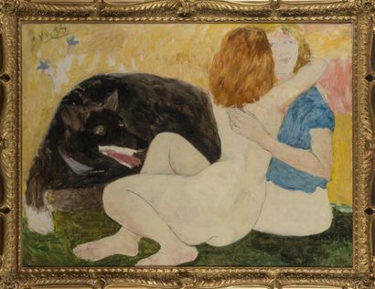 null Marcel VERTES (1895-1961)
Le couple au chien
Huile sur toile
76x102cm
Signé...