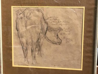 null Hippolyte LETY (1878 - 1959)
Vache de dos 
Dessin au crayon sur papier
28x2...