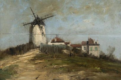 null Robert Charles MOLS (1848-1903)
Le moulin neuf à Montmartre
Huile sur panneau
Signée...