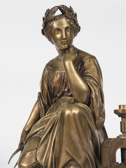 null Jean-Jacques FEUCHERE (1802-1853)
L'industrie 
Epreuve en bronze patiné 
socle...