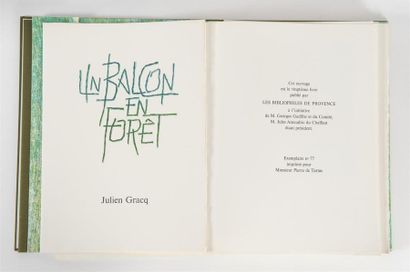 null GRACQ (Julien) : un Balcon en forêt. Première édition illustrée, ornée de 21...
