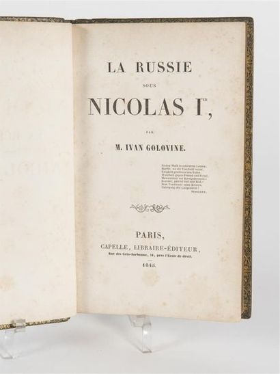 null GOLOVINE (Ivan) : la RUSSIE sous Nicolas 1er Capelle, Paris, 1845. 13,5 par...