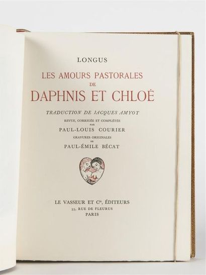 null LONGUS : Les Amours pastorales de Daphnis et Chloé. Paris, Le Vasseur, (1939)....