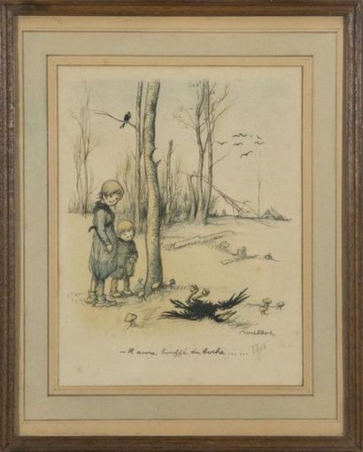 null POULBOT 
Il aura bouché du boche, litho originale
27 x 21 cm (à vue)