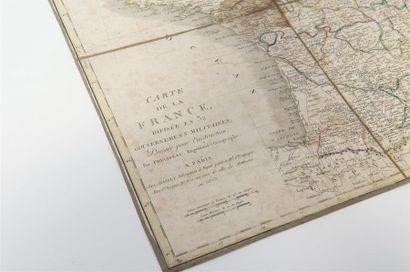 null Phelipeau, Carte de France des gouvernements militaires, 1803 sur toile
42 x...