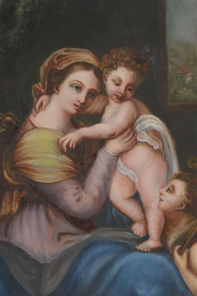 null Vierge à l'Enfant avec Saint Jean-Baptiste 
gouache sur papier
18ème siècle
26...