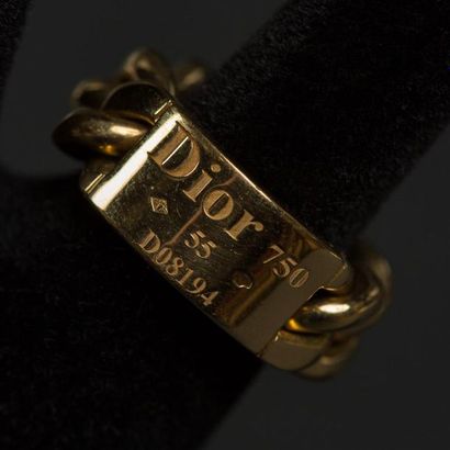 null DIOR Signée et numérotée n°D08194. Bague gourmette en or jaune (750) 18K Poids...