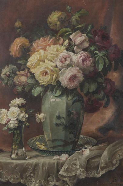 null A BELLEMAIN
Bouquet de fleurs sur une table
huile sur toile
Signé en bas à droite
57...