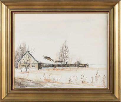 null Michel PERRIN (1935 - 2001)
Paysage de neige , signée en bas à gauche
41 x 51...