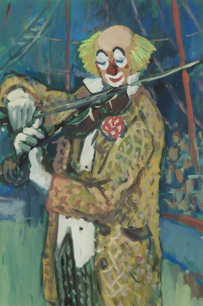 null Maurice MONTET (1905-1997)
Le clown musicien
Gouache sur papier
Signée en bas...