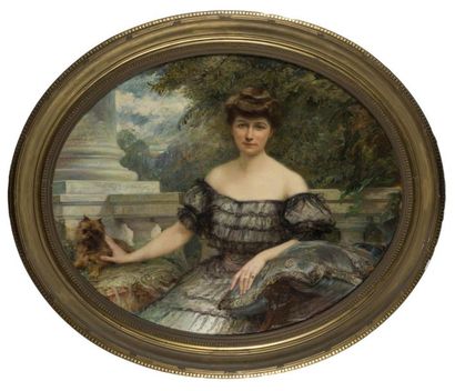 null Tony TOLLET (1857- 1953)
Portrait de Valentine de VILLAINE
Huile sur toile à...