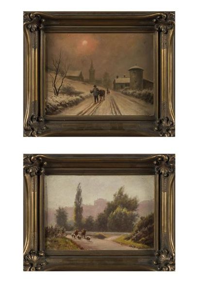 null Claudius SEIGNOL (1568 - 1926 )
paires de paysages (paysage sous la neige et...
