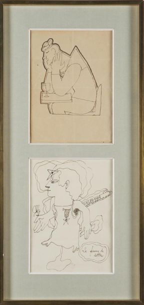 null Jean COCTEAU (1889 - 1963)
deux dessins consacrés aux Enfants terribles et adressés...