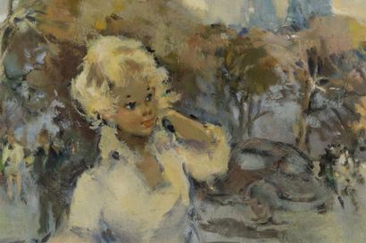 null Pierre GRISOT (1911-1995)
Jeune fille sur l'île de la cité
Huile sur toile
Signée...