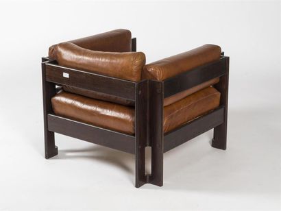 null Sergio ASTI (Né en 1926)
Paire de fauteuils modèle Zelda à structure en lamellé...