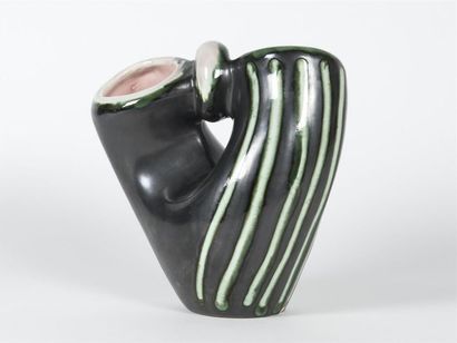 null BAUZIO (20ème)
Vase de forme panier à deux cols céramique émaillée vernissé...
