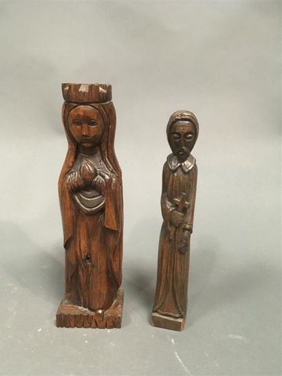 null Deux sujet en bois
Vierge signée ROhan
Saint
H de la Vierge 32 cm