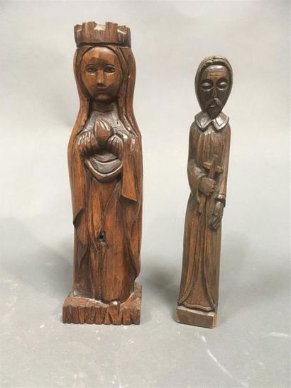 null Deux sujet en bois
Vierge signée ROhan
Saint
H de la Vierge 32 cm