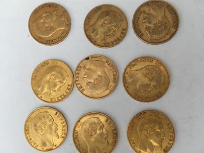 null 9 pièces de 20 francs or Napoléon III