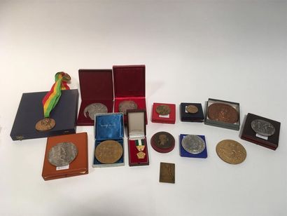null Lot de 12 médailles commémoratives dont une décoration
